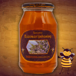Rozemarijnhoning uit Spanje heeft een unieke donker gele kleur. Spaanse rozemarijnhoning van de imker heeft een kruidige smaak een vloeibare structuur.