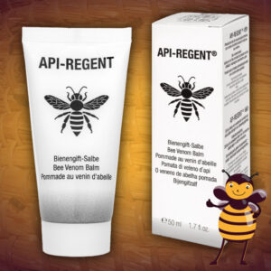 Api regent bijengifzalf met etherische oliën in een witte tube kopen. Een natuurlijke zalf met bijengif voor gespannen spieren en vermoeide gewrichten.